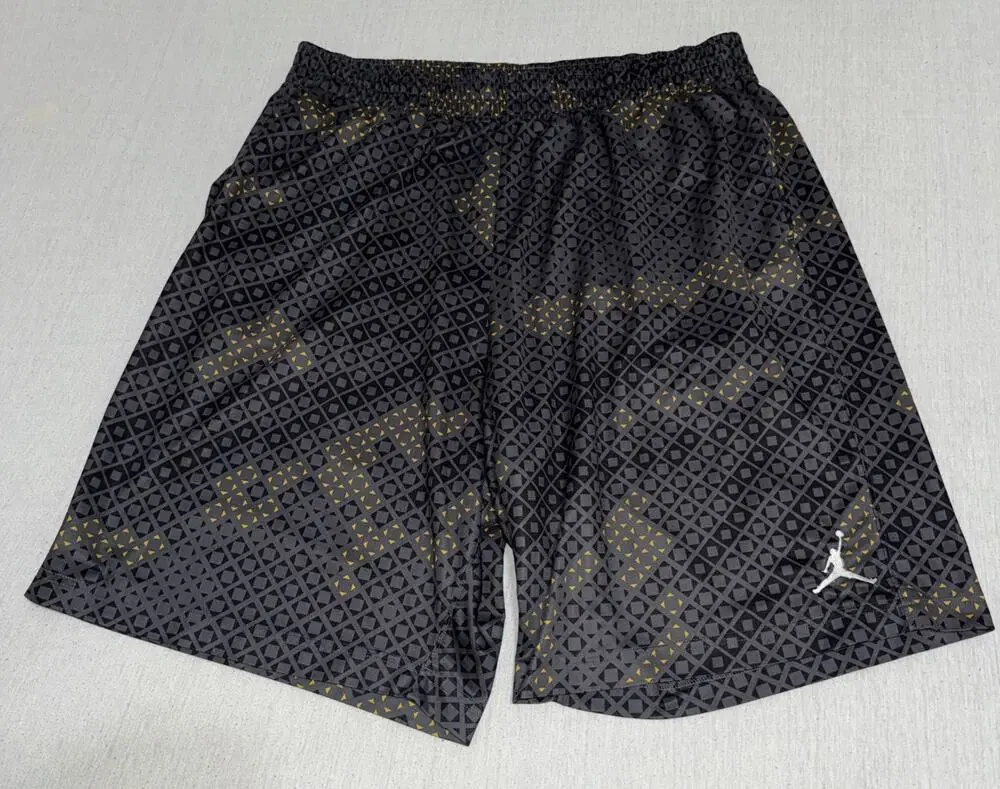 vintage jordan basketball shorts XL Y2K baggy fit geometric Gold Black Jumpman